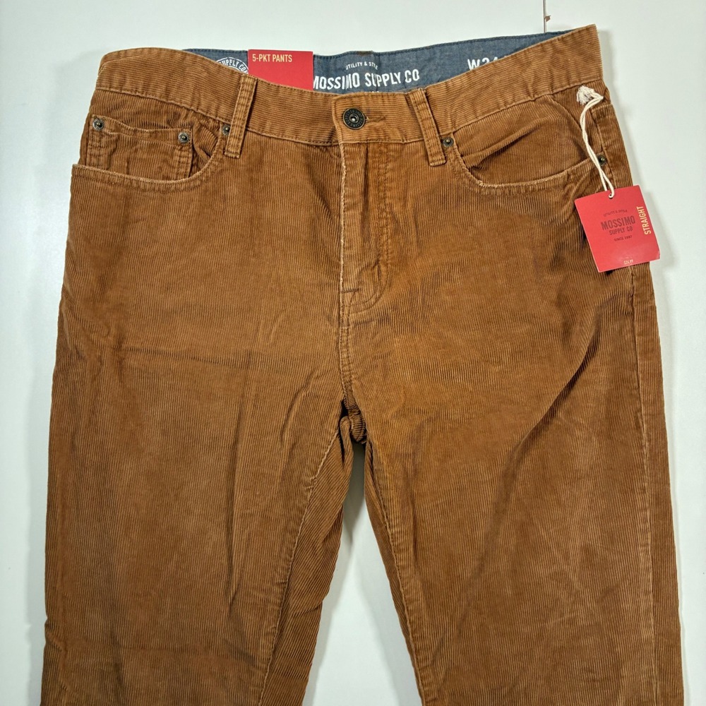 NEW Mossimo Supply Co Corduroy Pants 34x32 Nomad Brown Straight Leg 5-Pocket
